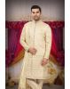 Golden Zari Embroidered Sherwani with Dupatta