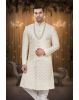 Elegant Ivory Sherwani With Golden Embroidery