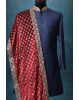 Red Heavy Threadworked Grooms Shawl