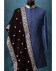 Dark Maroon Elegant Grooms Shawl With Golden Border Details