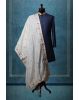 White Minimal Threadworked Grooms Shawl With Golden Details