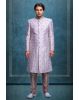 Baby Pink Colour Jaquard Textured Single Sherwani With Minimal Stone Work Embellishment