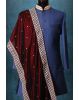 Maroon Elegant Grooms Shawl With Threadworked Border Detailing