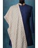 White Heavy Threadworked Grooms Shawl With Uniform Deatiling All Over The Body