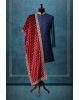 Maroon Heavy Embellished Grooms Shawl With Contrasing Border Details