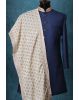 Ivory White Elegant Grooms Shawl With Golden Threadwork Details