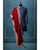 Maroon Grooms Shawl With Exquisite Golden Border Detailing And Miniature Threadwork Details