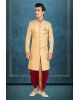 cream & maroon sherwani with golden embroidery