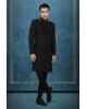 Black Textured Indo-Western sherwani
