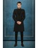 Black Textured Indo-Western sherwani