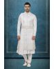 Royal Ivory Embroidered Sherwani Set with Dupatta & Belt