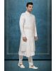 Royal Ivory Embroidered Sherwani Set with Dupatta & Belt