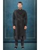 Regal Black Embroidered Sherwani Set with Dupatta
