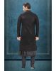 Regal Black Embroidered Sherwani Set with Dupatta
