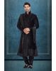 Regal Black Sequined Sherwani Set with Draped Stole