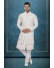 Royal Ivory White Embroidered Sherwani Set with Churidar