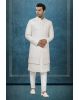 Royal Ivory White Embroidered Sherwani Set with Churidar