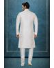 Royal Ivory White Embroidered Sherwani Set with Churidar
