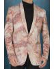 Burnt Orange And White Silky Jacquard Dapper Blazer