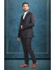 Classic Black Three-Piece Suit with Notch Lapel Blazer