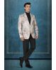 Brown And Off- White Silky Jacquard Superb Blazer