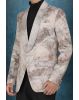 Brown And Off- White Silky Jacquard Superb Blazer