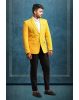 Yellow Embroidered Fabric Blazer