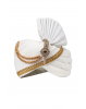 Pure White Plain Turban With Golden Border and Golden Mothi