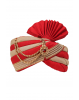 Red and Beige Double color Interlined Turban With Golden Mothi