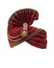 Dark Maroon Plain Turban With Copper Golden Border Embellishment And Golden Beads