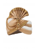 White And Golden Interlined Turban With Golden Border and Beads Embellishment