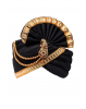 Black Plain Turban With Golden Border And Golden Mothi String Embellishment