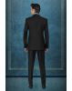 Black Tuxedo Suit with Sequin Embroidered Shoulder Detailing and Satin Lapels