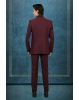 Wine Tuxedo Suit with Sequin Embroidered Shoulder Detailing and Satin Lapels