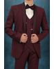 Wine Tuxedo Suit with Sequin Embroidered Shoulder Detailing and Satin Lapels