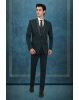 Blackish Green Tuxedo Suit with Sequin Embellished Shoulder and Satin Lapels