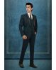 Blackish Green Tuxedo Suit with Sequin Embellished Shoulder and Satin Lapels