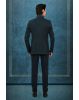 Blackish Green Tuxedo Suit with Sequin Embellished Shoulder and Satin Lapels