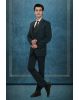 Blackish Green Tuxedo Suit with Sequin Embellished Shoulder and Satin Lapels