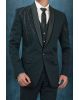 Blackish Green Tuxedo Suit with Sequin Embellished Shoulder and Satin Lapels