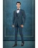 Prussian Blue Handworked Designer Tuxedo In 3 pc Set