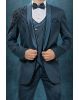 Prussian Blue Handworked Designer Tuxedo In 3 pc Set
