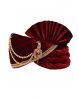Maroon Velvet Classic Turban With Golden Front Locket
