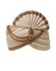 White Turban With Golden Front Locket And Golden Threadworked Border