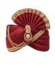 Cherry Red Colour Classic Turban With Golden Border  And Golden Chain