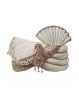 White Jaquard Turban With Heavy Golden Border And Golden Front Locket