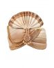 Beige And White Classic Turban With Gilden Border And Beads Embellishment