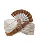 Ivory White Turban With Dark Golden Border