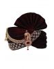 Dark Maroon Classic Turban With Wide Golden Border