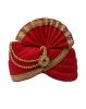 Cherry Red Plain Turban With Golden Border